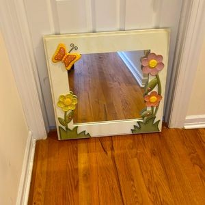 Kids decorative painted wood mirror
